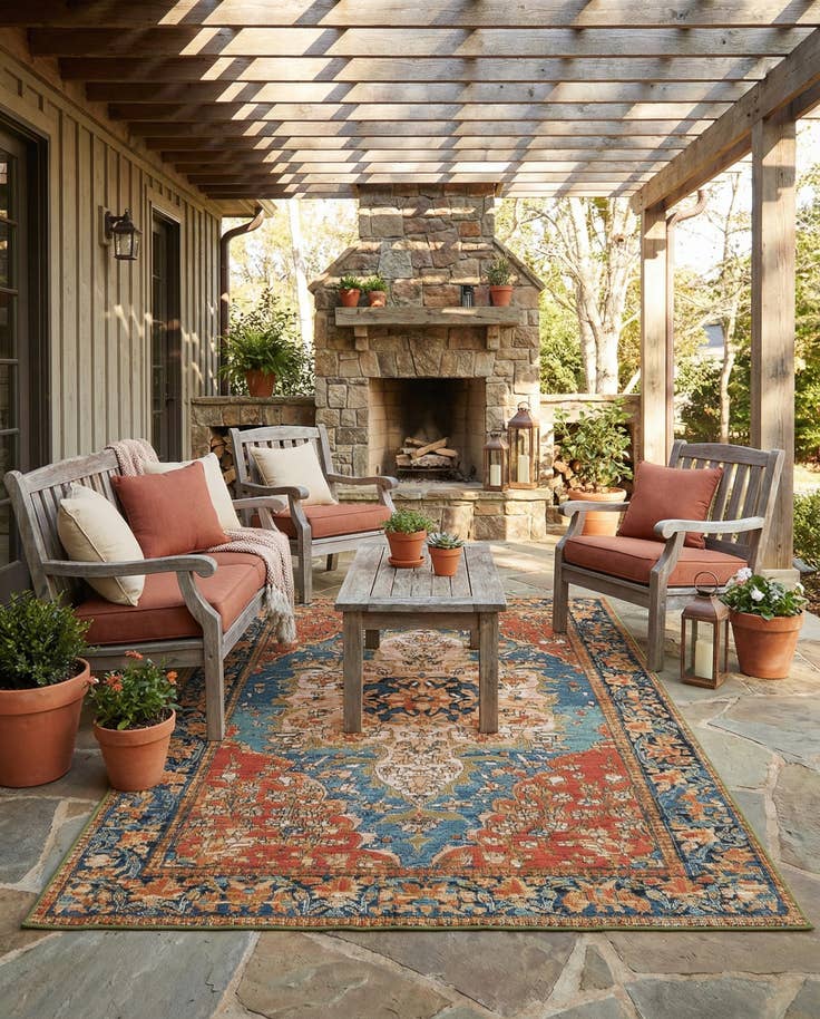Detail image of 4' x 6' Easy-Clean Traditional Indoor / Outdoor Rug