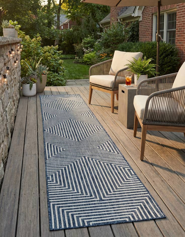 Detail image of 2' 7 x 12' Easy-Clean Modern Indoor / Outdoor Runner Rug