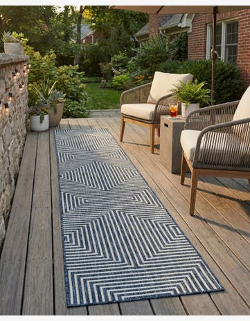 2' 7 x 12' Easy-Clean Modern Indoor / Outdoor Runner Rug