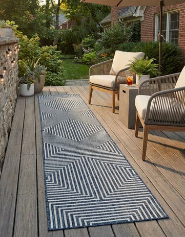 2' 7 x 12' Easy-Clean Modern Indoor / Outdoor Runner Rug