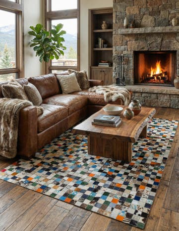 5' 1 x 8' Cowhide Leather Rug
