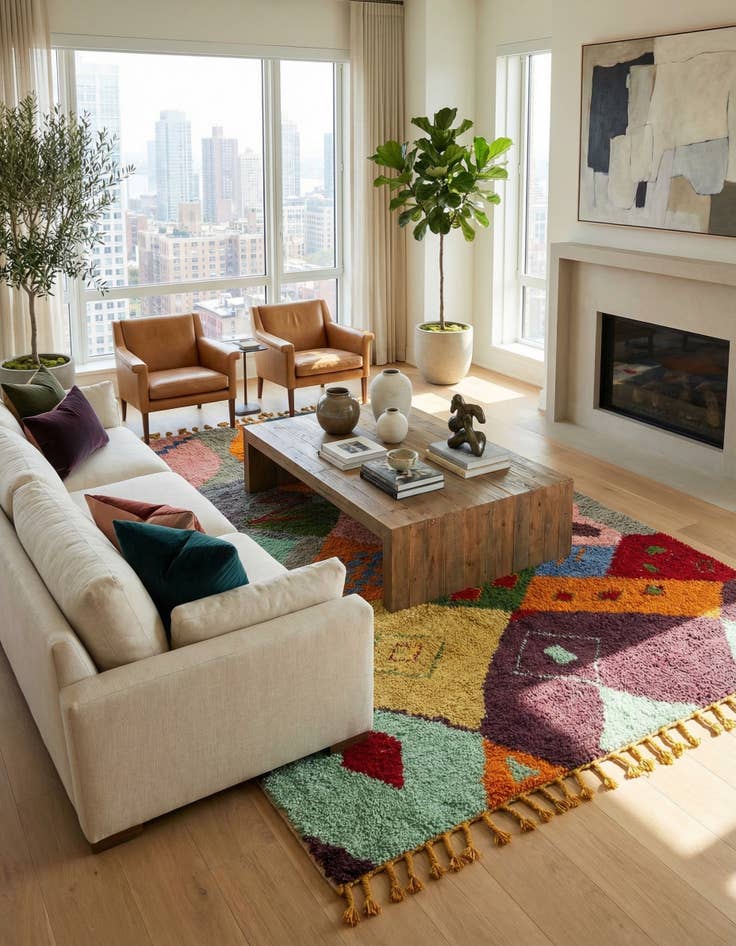 Detail image of 6' 2 x 10'  Hand Knotted Moroccan Wool Rug