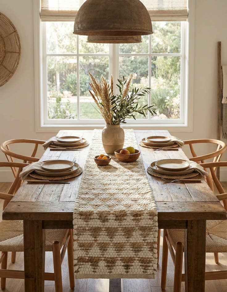 Detail image of  1' 2 x 8'  Hand Woven Chindi Jute Table Runner Rug