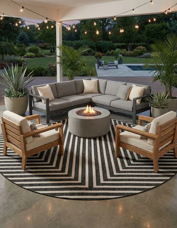 12' x 12' Easy-Clean Modern Indoor / Outdoor Round Rug