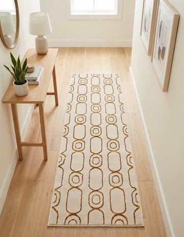 White and Gold Vogue Geo Runner Rug