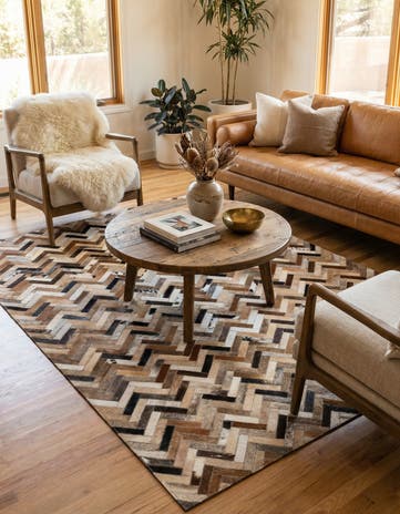 4' 1 x 6' 1 Cowhide - Patchwork Rug