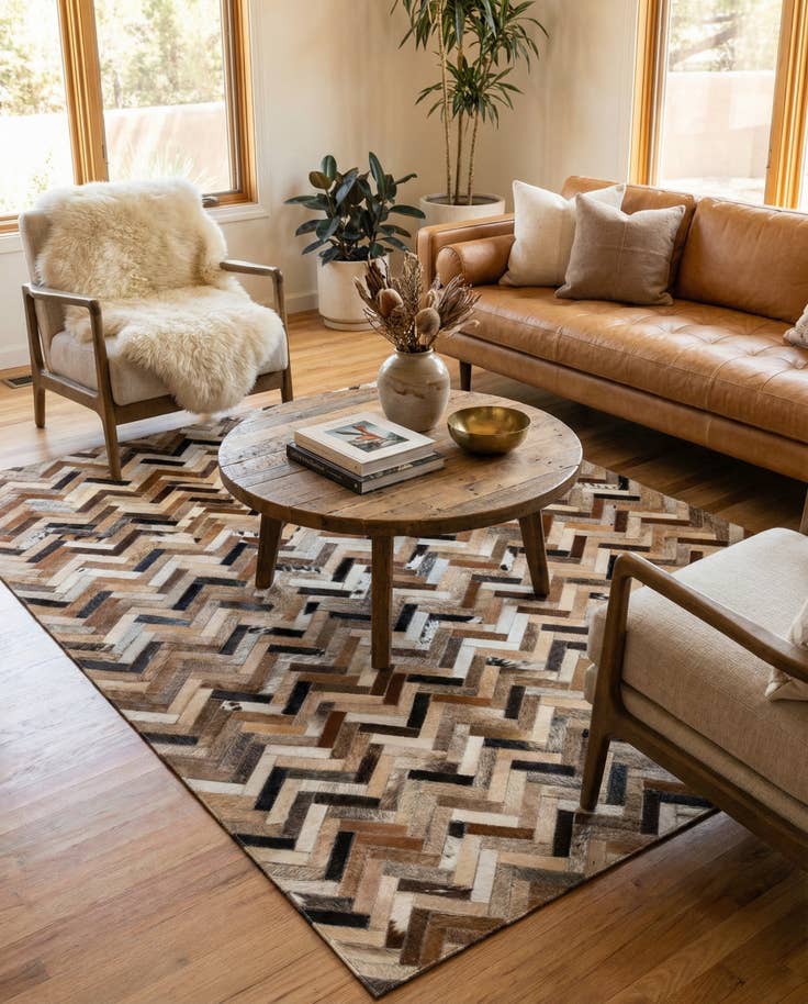 Detail image of 4' 1 x 6' 1 Cowhide - Patchwork Rug