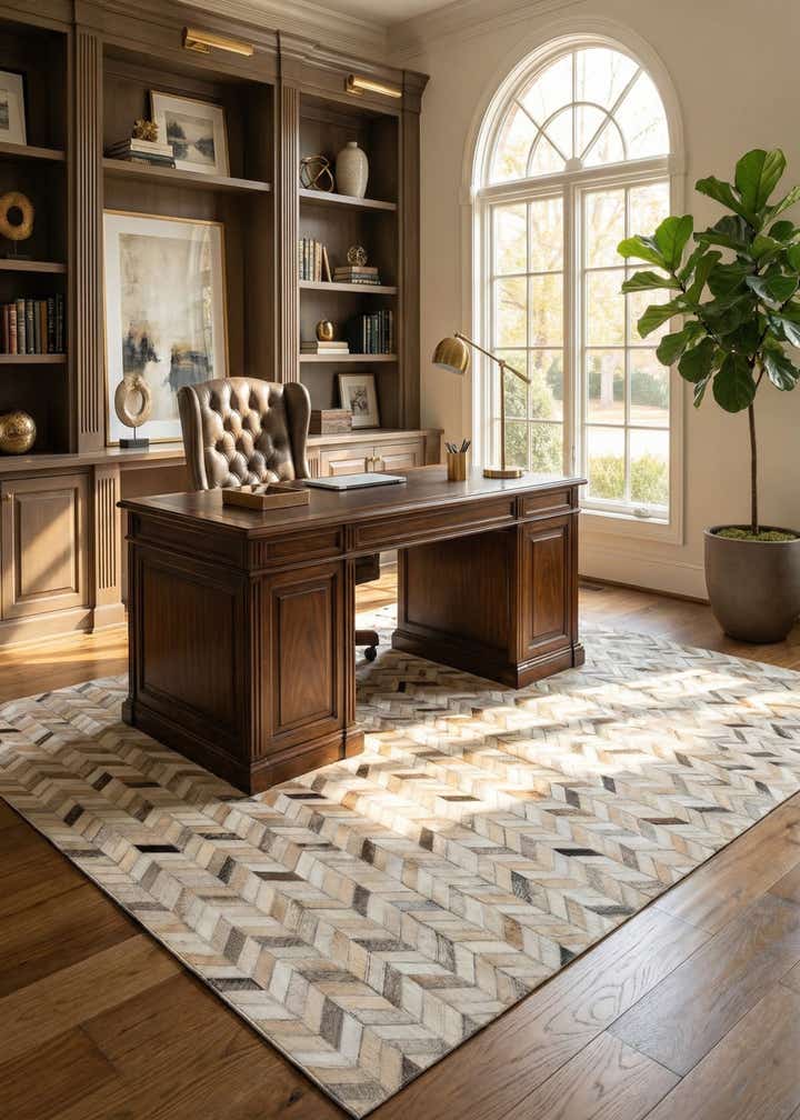 4' 8 x 6' 7 Cowhide Stocks Rug