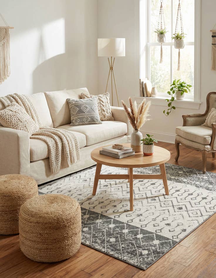 Detail image of  6' x 6' Moroccan Trellis Square Rug