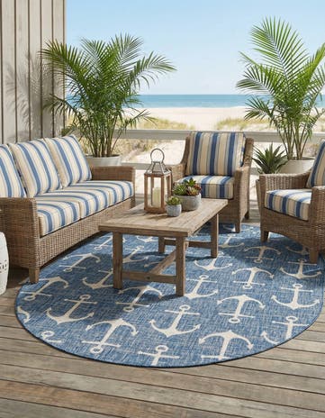 7' 10 x 10' Easy-Clean Coastal Indoor / Outdoor Oval Rug
