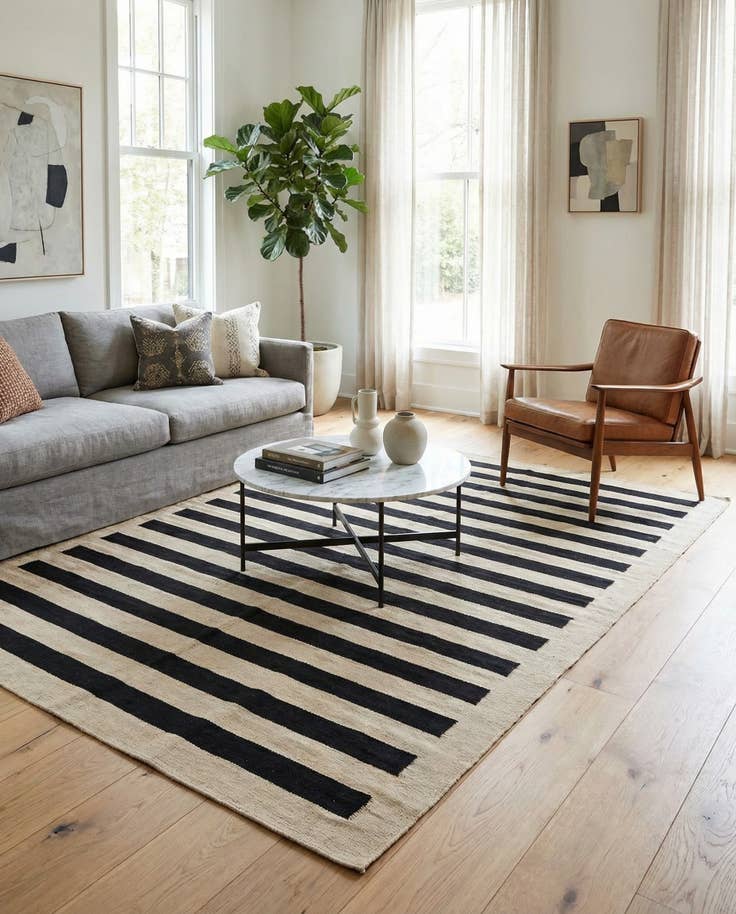 Detail image of 5' 7 x 7' 8 Hand Woven Kilim Modern Wool Rug
