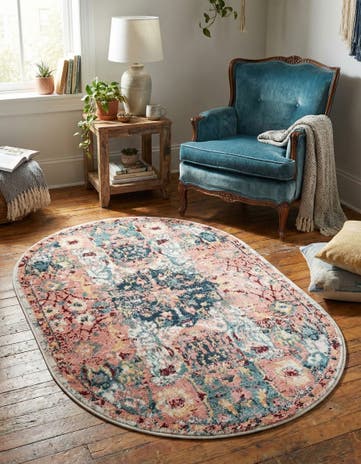 Pink Charleston Oval Rug