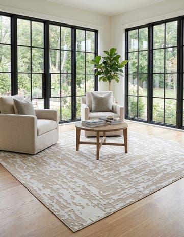 White Bone Hermitage Square Rug