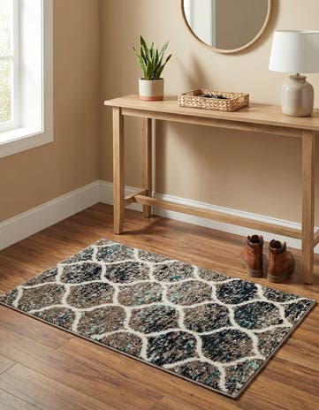 Blue Multi Lattice Frieze Rug