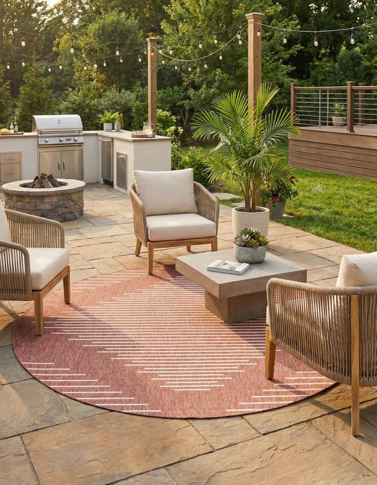 Detail image of  13' x 13'  Washable Modern Indoor / Outdoor Round Rug