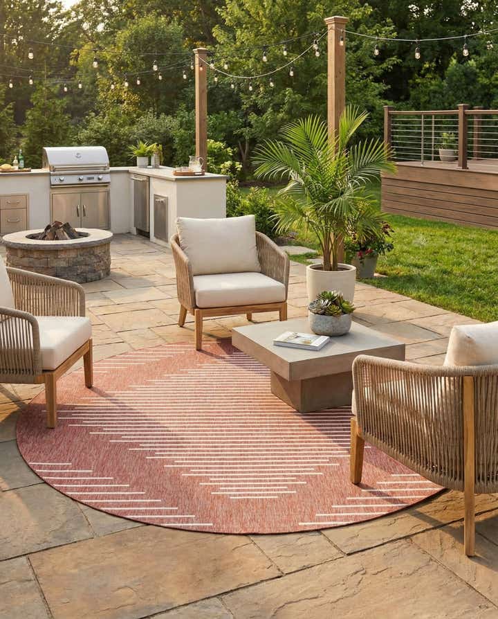 13' x 13' Easy-Clean Modern Indoor / Outdoor Round Rug