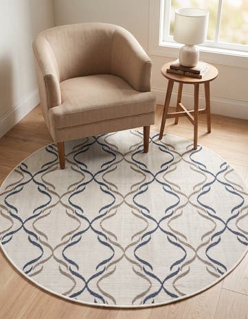 4' x 4' Easy-Clean Lattice Indoor / Outdoor Round Rug