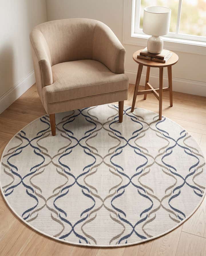 4' x 4' Easy-Clean Lattice Indoor / Outdoor Round Rug