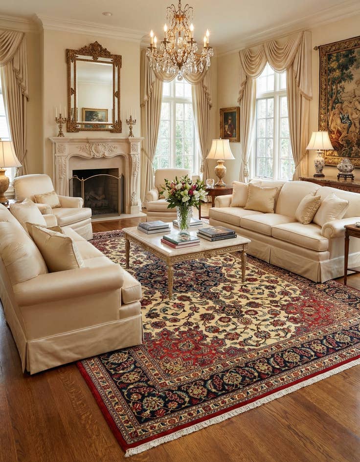 Detail image of  6' 7 x 10'  Hand Knotted Qom Persian Rug