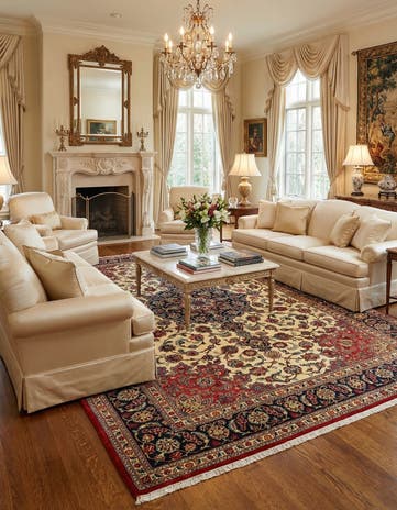 6' 7 x 10' Hand Knotted Qom Persian Rug