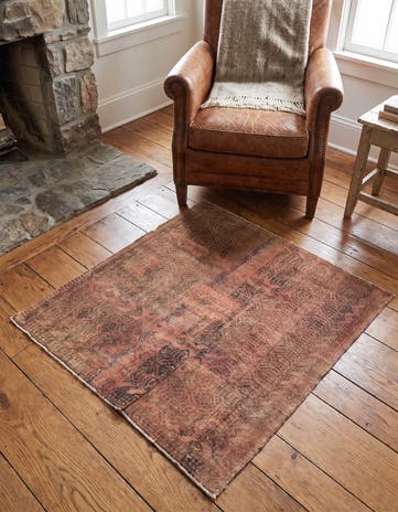 3' 3 x 3' 8 Hand Knotted Ultra Vintage Persian Wool Square Rug