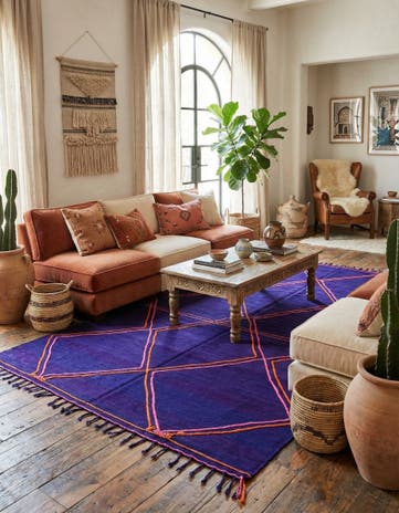 6' 9 x 9' 6 Hand Knotted Moroccan Wool Rug