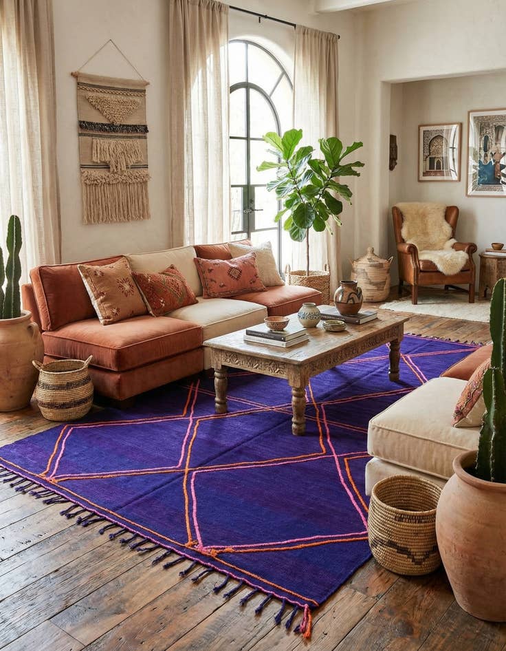 Detail image of 6' 9 x 9' 6  Hand Knotted Moroccan Wool Rug