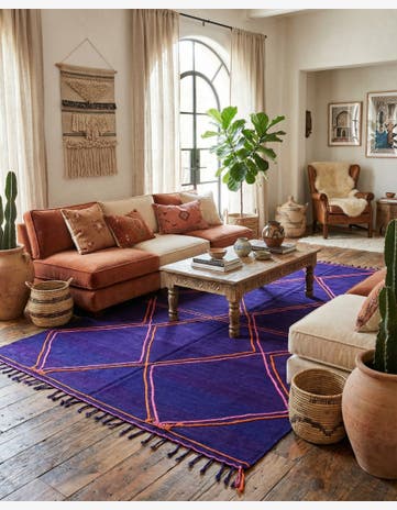 6' 9 x 9' 6 Hand Knotted Moroccan Wool Rug