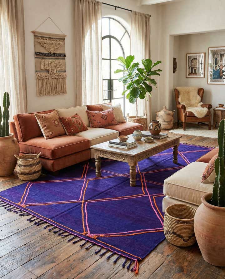 205cm x 290cm Noué main Marocain Tapis Laine