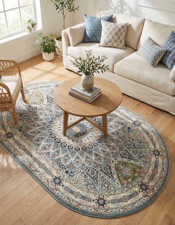 5' 3 x 8' Nain Design Oval Rug