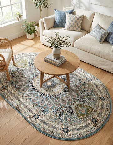 5' 3 x 8' Nain Design Oval Rug