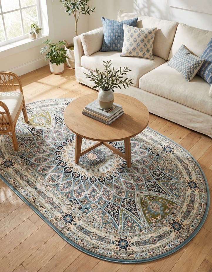 5' 3 x 8' Nain Design Oval Rug