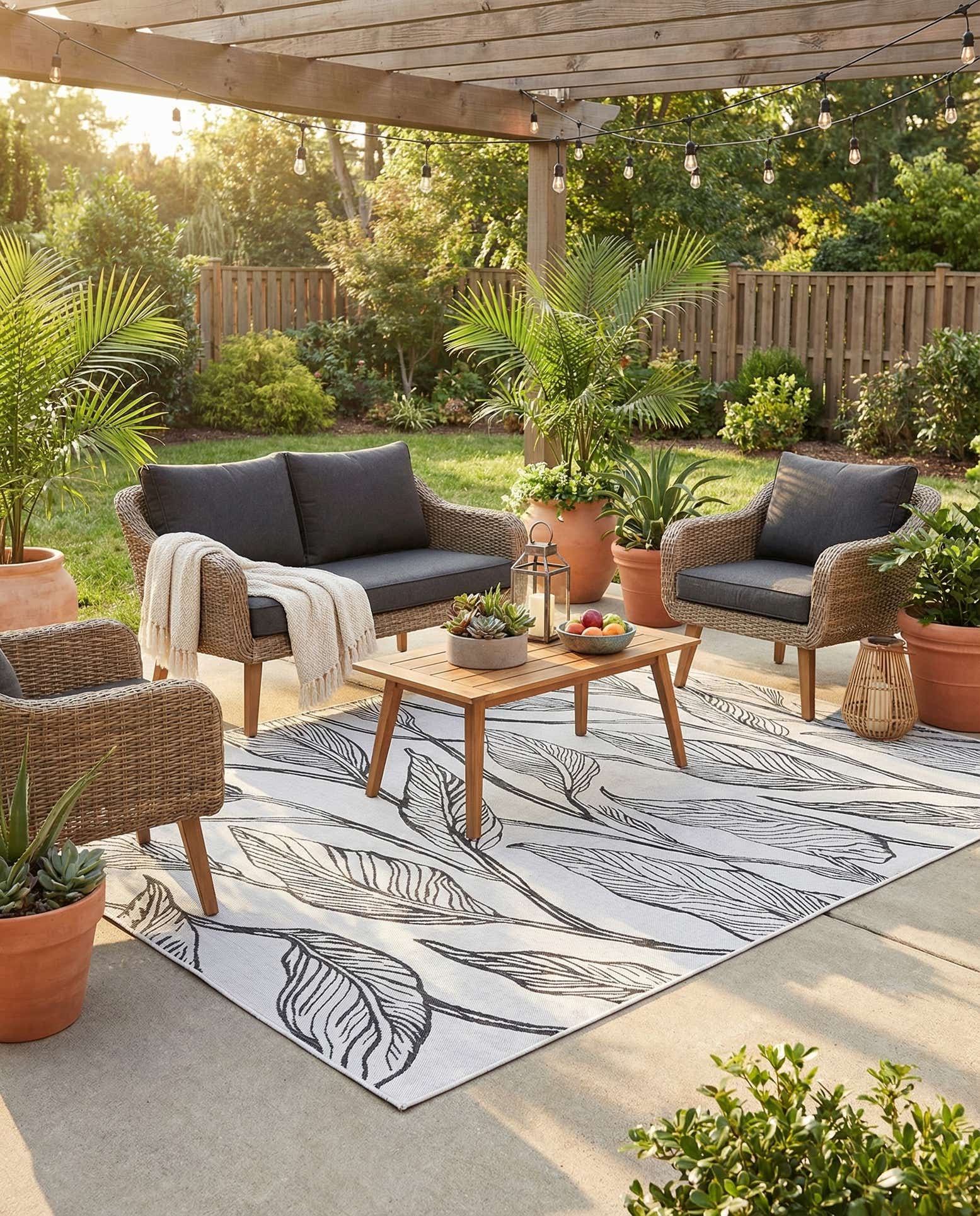 7' 10 x 11' Easy-Clean Botanical Indoor / Outdoor Rug