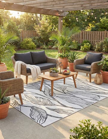 7' 10 x 11' Easy-Clean Botanical Indoor / Outdoor Rug