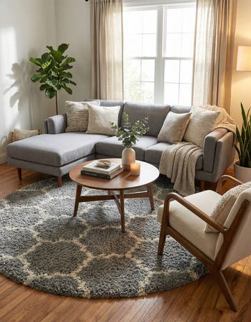 7' 10 x 7' 10 Lattice Shag Round Rug