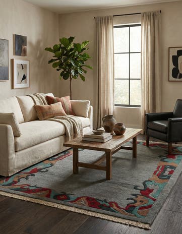 4' 3 x 6' 1 Hand Knotted Tibet Wool Rug