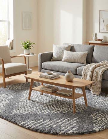 Gray Serenity Shag Oval Rug