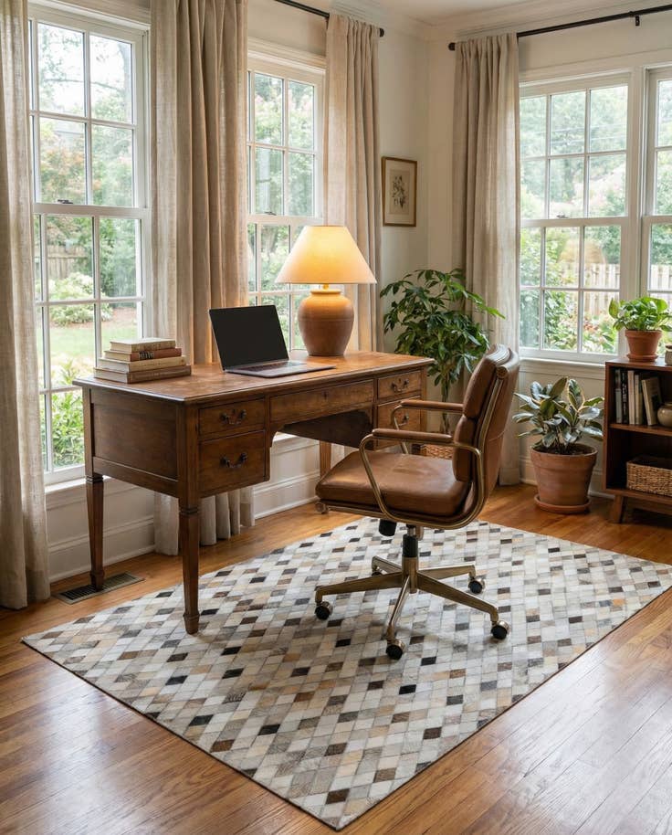 Detail image of 4' 1 x 6' Cowhide Stocks Rug