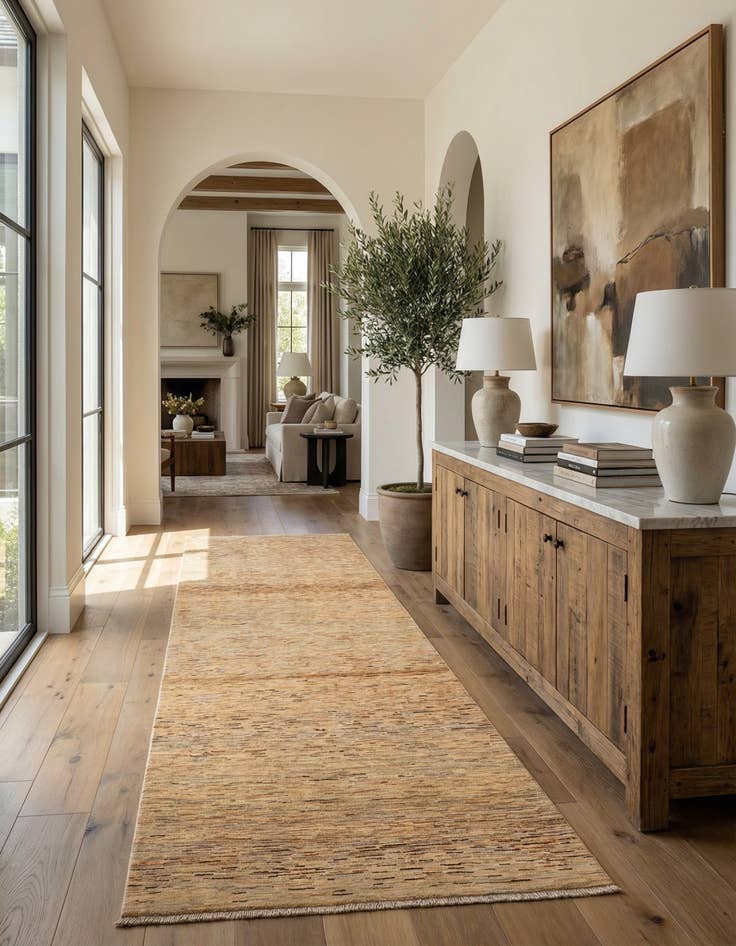 Detail image of  3' 11 x 9'  Hand Knotted Modern Ziegler Runner Rug