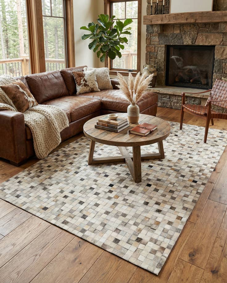 Detail image of 5' x 8' Cowhide - Patchwork Rug