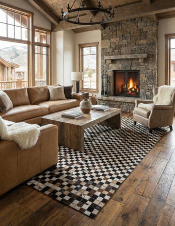 5' x 8' Cowhide Leather Rug