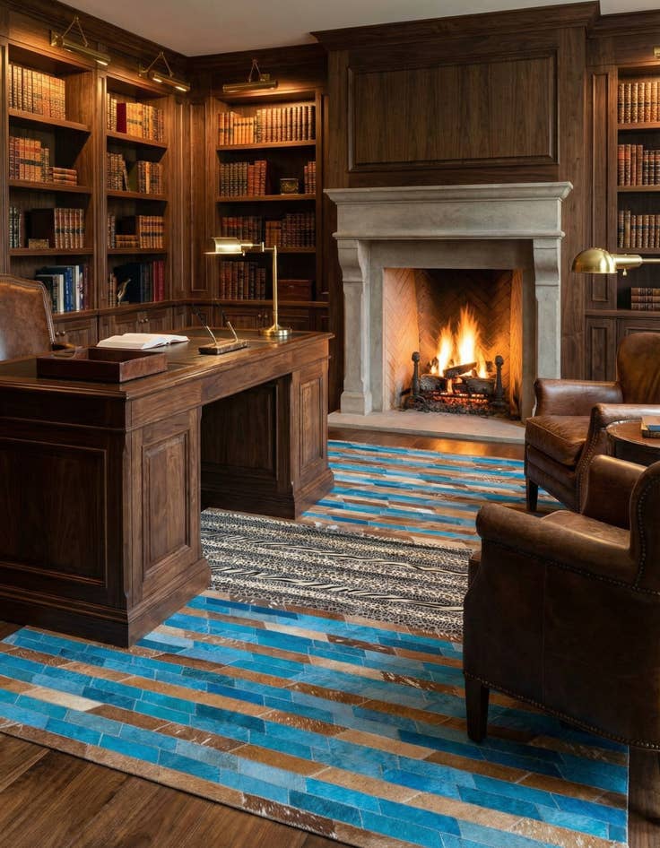 Detail image of 5' 1 x 8' 3 Cowhide Leather Rug