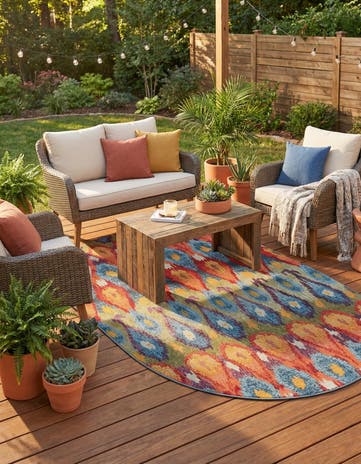5' 3 x 8' Easy-Clean Modern Indoor / Outdoor Oval Rug