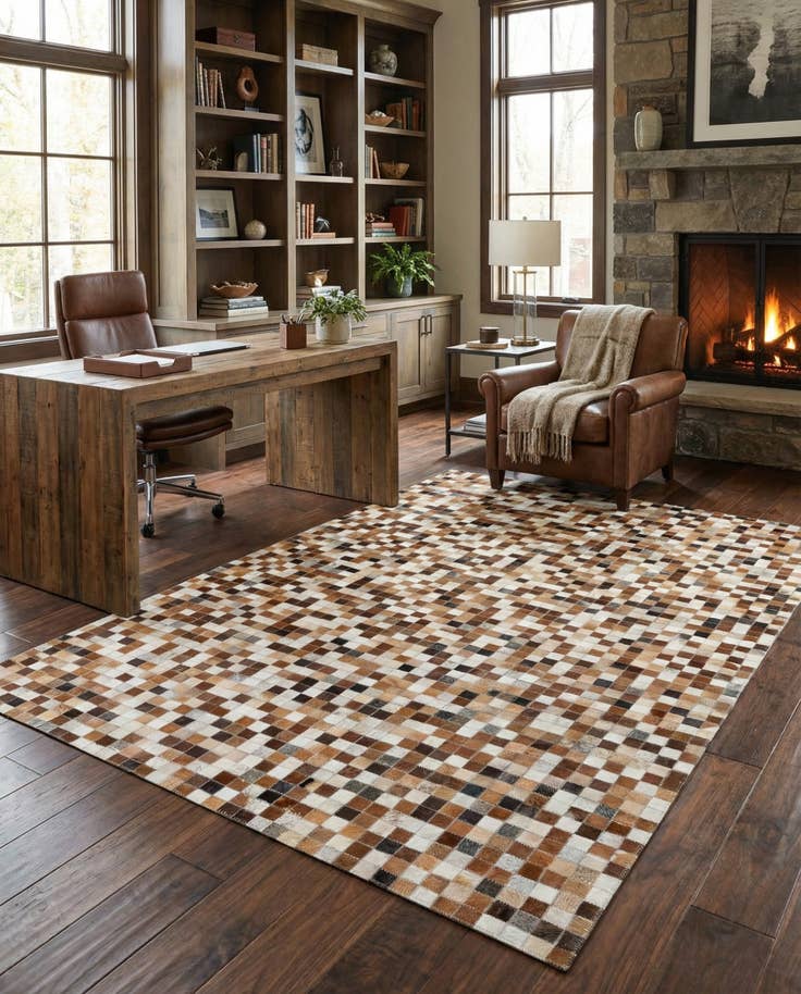 Detail image of 5' 2 x 7' 11 Cowhide Stocks Rug