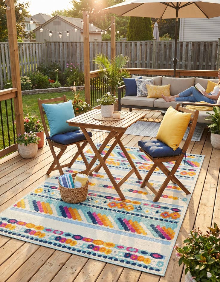 Detail image of 5' 3 x 8'  Washable Aruba Indoor / Outdoor Rug