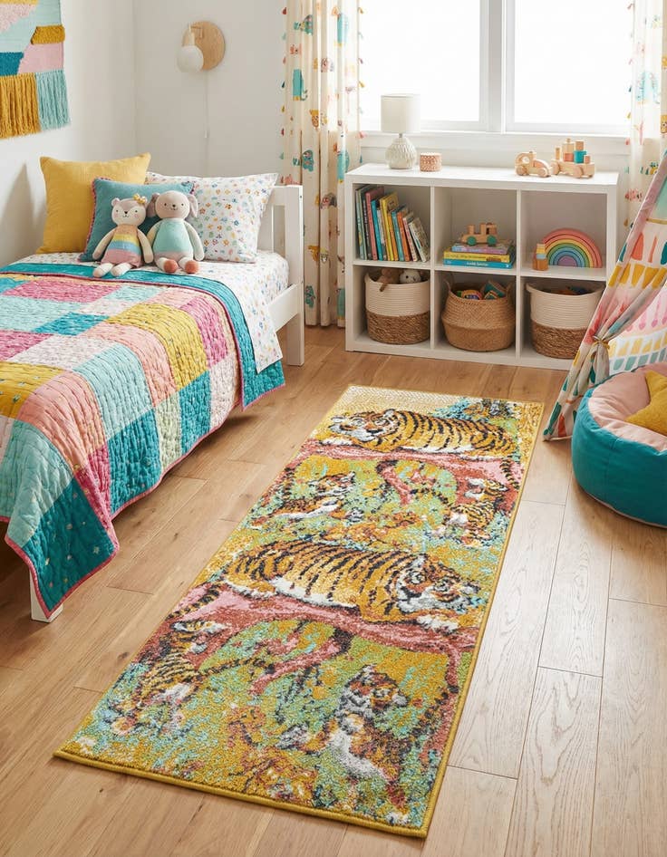 Detail image of 2' 2 x 5' 1 Tiger Whimsy Kids Runner Rug