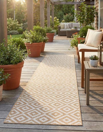 Beige Easy-Clean Jill Zarin Costa Rica Indoor / Outdoor Runner Rug