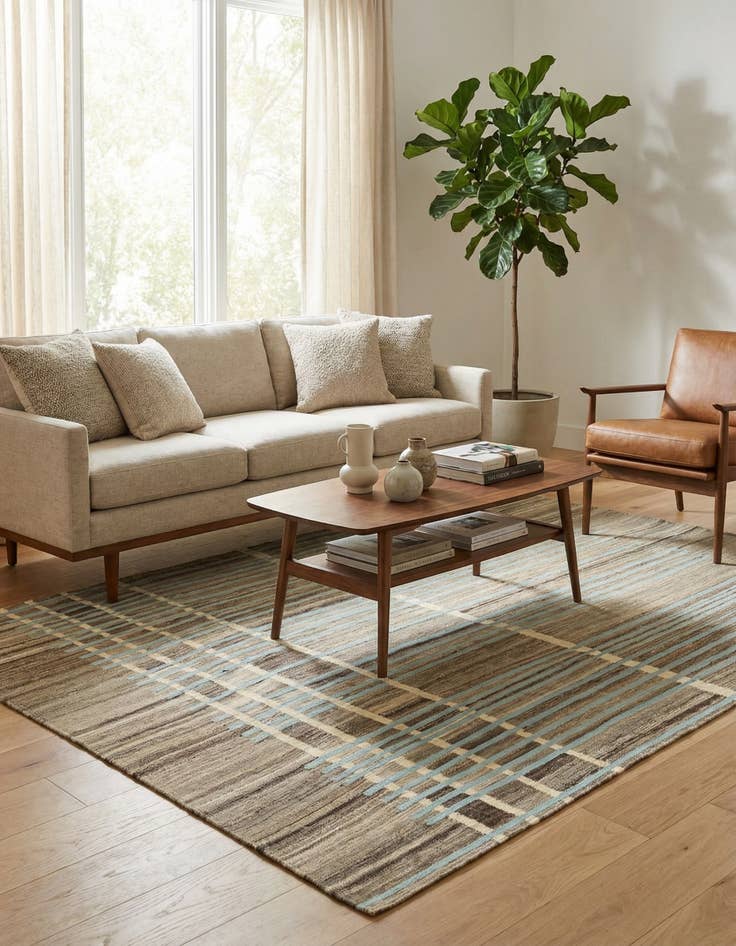 Detail image of 5' 6 x 8'  Hand Woven Kilim Modern Wool Rug