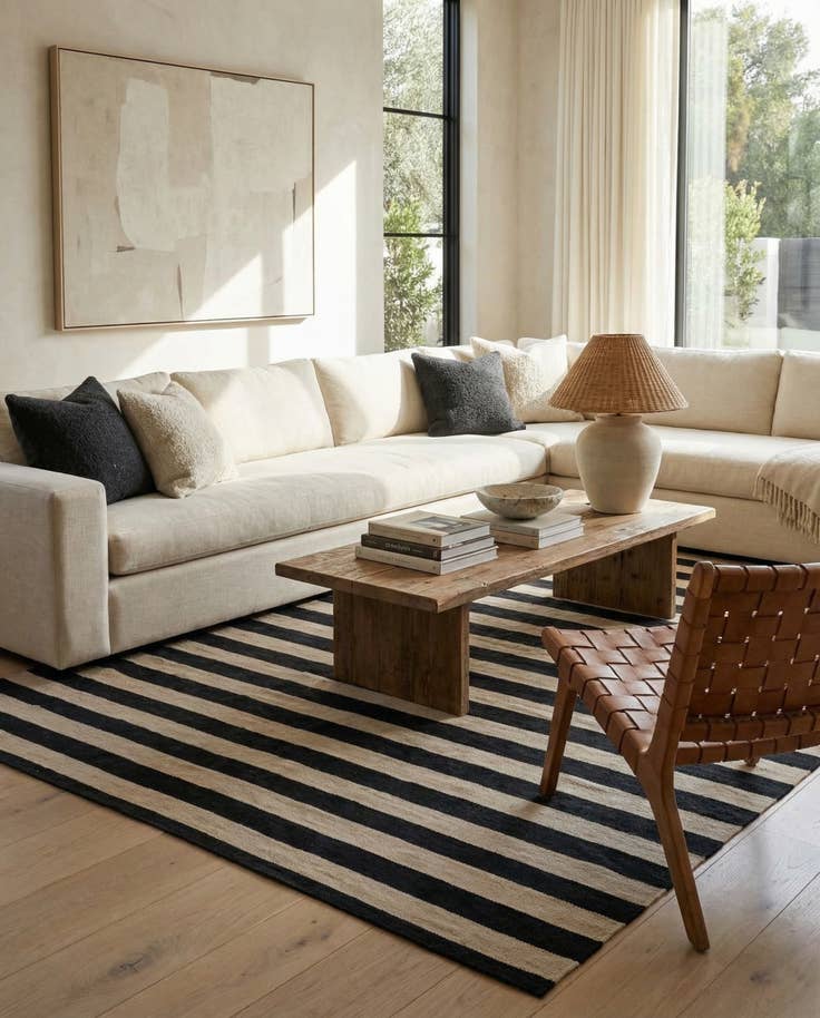 Detail image of 6' 7 x 9' 7 Hand Woven Kilim Modern Wool Rug