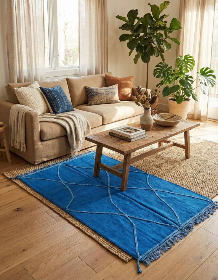 Detail image of 4' 1 x 6' 1  Hand Woven Kilim Modern Wool Rug